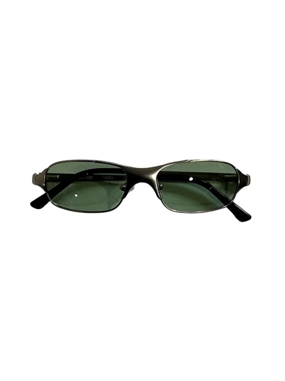 BRU Eyewear The Aitken Sunglasses in Silver Frame Green Lens